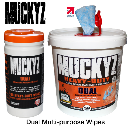 Muckyz Dual hand and machinery wipes.